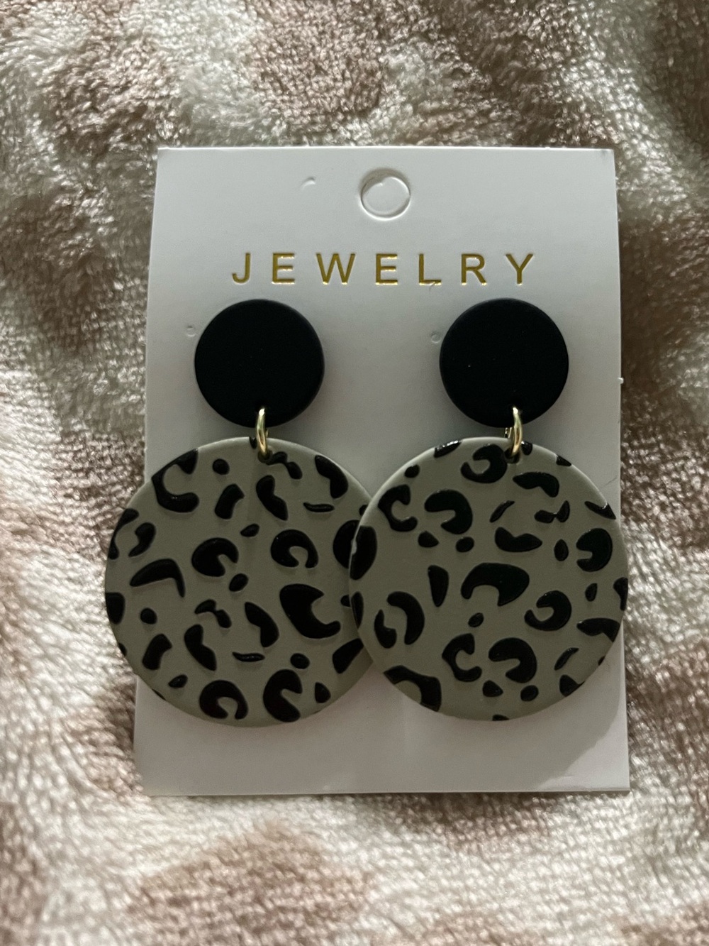 Black & Gray Leopard Print Drop Earrings